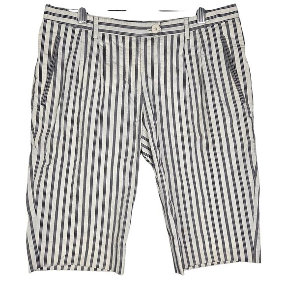 Moschino Women's Ivory Blue Striped Bermuda Shorts Sz 8 - Picture 1 of 6